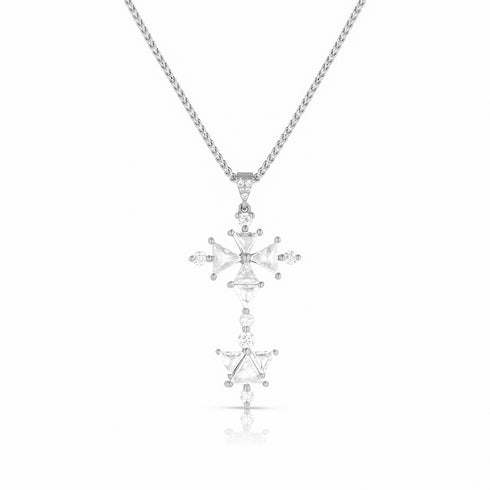 Dominique Cohen rose cut trillion diamonds grande cross,<br>an adjustable-length pendant necklace in 18k white gold <span class='visuallyhidden'>Call, text 323-404-2959 for shopping help.</span>